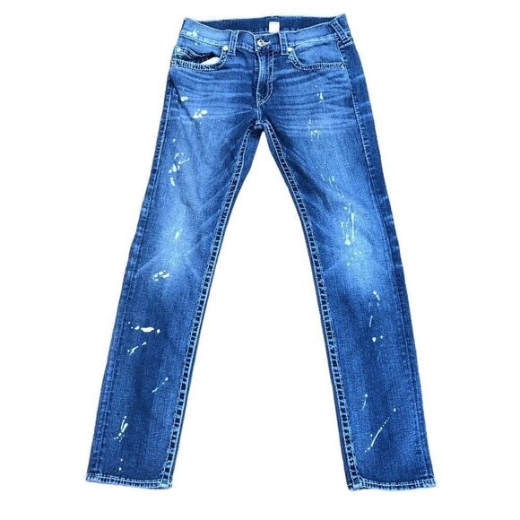 RARE True Religion Jeans Size 33 SKINNY BIG T Jupiter Rain Blue - Picture 3 of 14